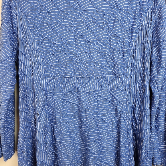 Habitat Lagenlook Blue Textured Tunic Top Shirt 3/4 Sleeves Size Medium Large - Picture 5 of 9